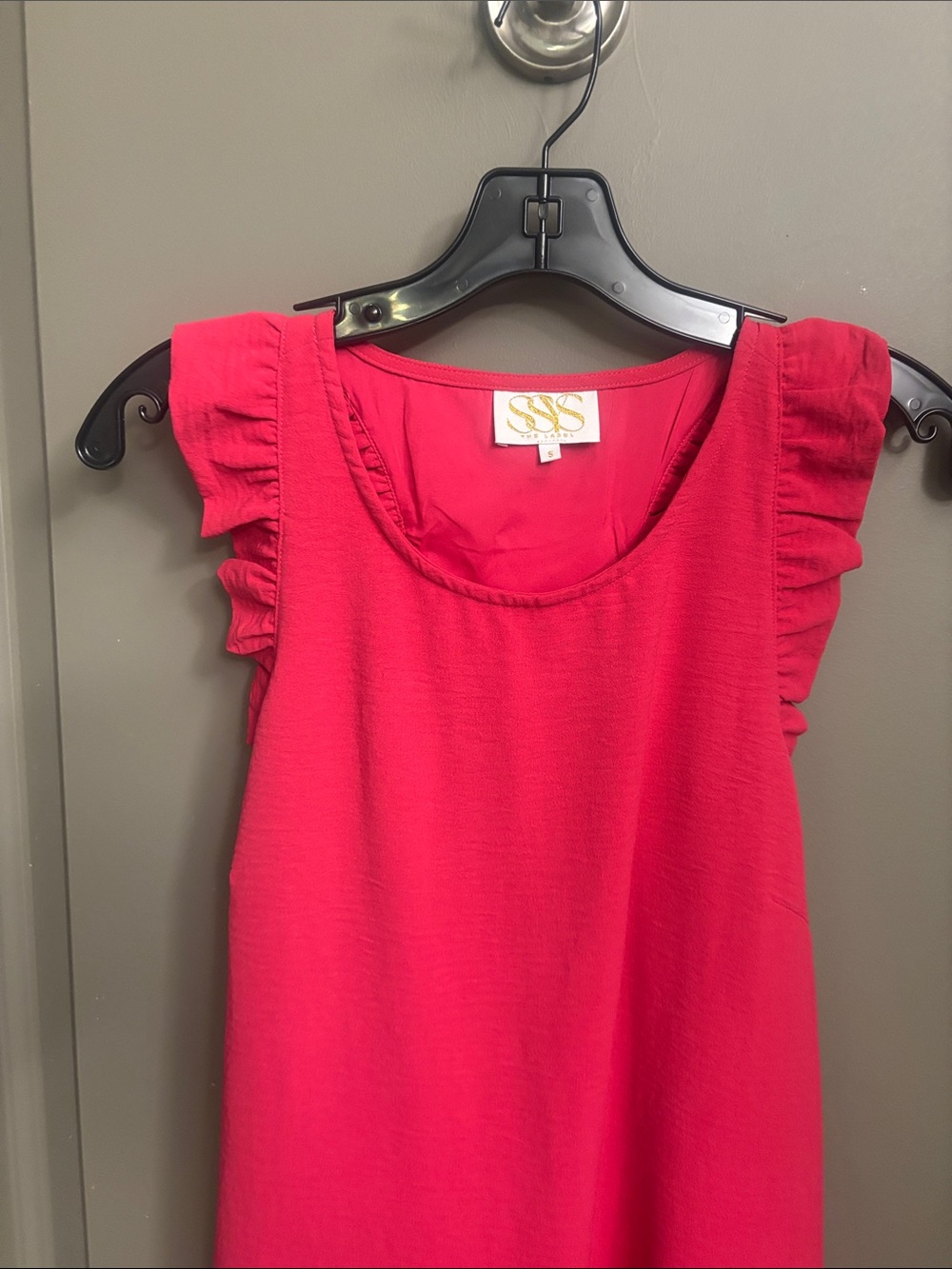 Sleeveless with slight High-Low; Ruffle Shoulders racerback - Picture 2 of 4